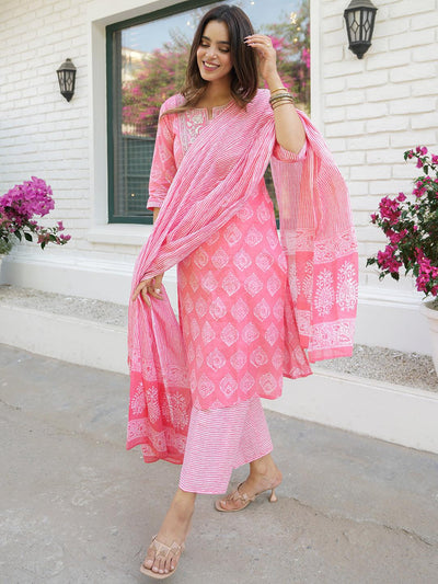 Buy Pink Satin Organza And Tissue Chikankari Jacket Style Kurta & Pant Set  For Women by Iktaar by Meena Online at Aza Fashions.